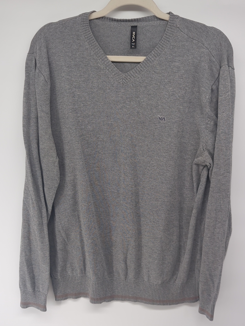 RVCA Men's V-Neck Sweater in Heather Gray